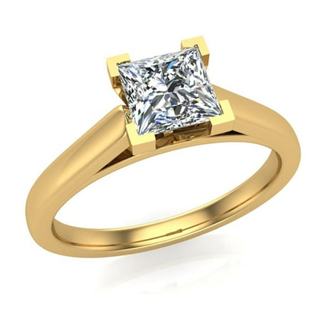 Princess Cut Diamond Engagement Ring 14K Yellow Gold 3/8 ctw (I,I1) Popular (Best Quality Diamond Engagement Rings)