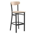 thumbnail image 2 of Emma + Oliver Industrial Barstool with Black Rolled Steel Frame and Solid Wood Seat in Natural Birch Finish - 500 lbs. Static Weight Capacity, 2 of 12