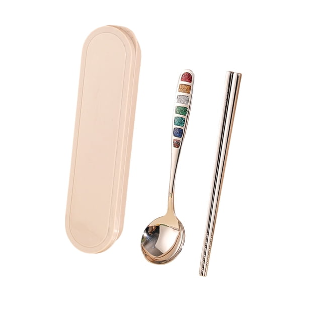 Tauxra Stainless Steel Portable Cutlery Set With Storage Box For Camping Office Workers And Students