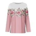 thumbnail image 4 of SYMOID Womens Long Sleeve Floral Top - Pink & White Color Block, Rose Print, Stretchy Soft Casual Blouse for Daily Wear, S-XXL,Size M, 4 of 5