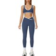 thumbnail image 1 of PISONIC Womens Workout Set Two Pieces Color Block Sports Bra Matching High Waist V Cut Leggings Gym Work Out Outfits, 1 of 6