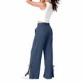thumbnail image 6 of Delayuji Womens Cotton Linen Pants Wide Leg Pants Loose Fit Summer Casual Outerwear Fashion Pants With Pockets, 6 of 7