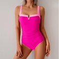 thumbnail image 2 of Simua Women Slimming Tummy Control One Piece Swimsuits V Neck Crisscross Back Color Block Bathing Suit for Beach Pool Party, 2 of 9