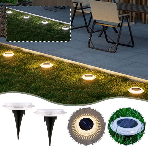 Luces solares enterradas de enchufe de tierra para jardín | Iluminación impermeable del paisaje del patio exterior | Alimentado por energía solar 16 LED | Fácil de instalar | Paquete de 4