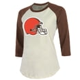 thumbnail image 2 of Women's Majestic Threads Deshaun Watson Cream Cleveland Browns Player Name & Number Tri-Blend Three-Quarter Sleeve, 2 of 3