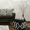 thumbnail image 5 of LR Home Small Over-tufted Diamond Indoor Square Pouf, Black/White, 18" x 18" x 14", 5 of 10