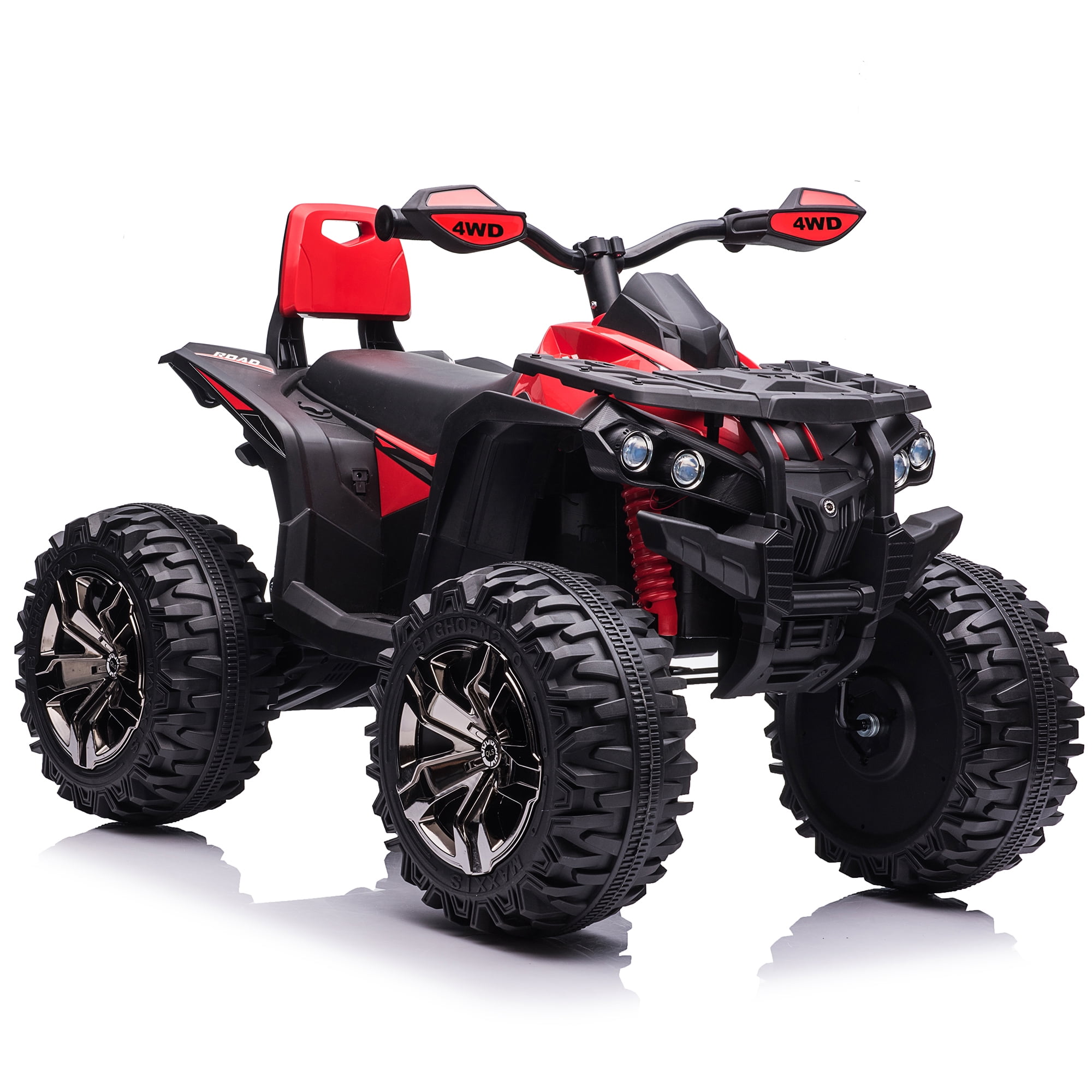 Joyracer 4WD ATV for Kids, 24 Volt Ride on Toys, Power ATV Wheels with 800W Motor, Remote, Bluetooth Music, Horn, LED for Big Kids Gift, Red