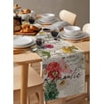 thumbnail image 6 of Table Runner Dresser Scarves 90 Inch Long,Garden Watercolor Blossom Flower Linen Dining Table Runners Floral on Retro Letter Stamp Texture Tabletop Scarf for Wedding Holiday Party Kitchen, 6 of 9
