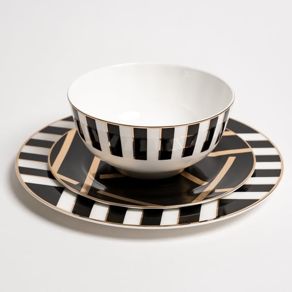 Ozarke Amadeus Dining Plates and Bowls Set, Fine Bone China (Set of 12)