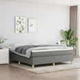 thumbnail image 1 of vidaXL Box Spring Bed with Mattress Dark Grey 193x203 cm King Fabric, 1 of 5