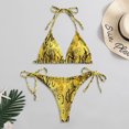 thumbnail image 2 of Hinvhai Womens swimsuits clearance,Women Snake Skin High Cut V Neck Two Pieces Bikini Swimwear Swimsuit Beachwear Yellow S(S), 2 of 9