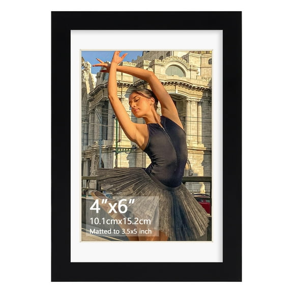 3.5x5 Picture Frames 1 Pack, 4x6 without Mat and 3.5x5 with Mat, Black
