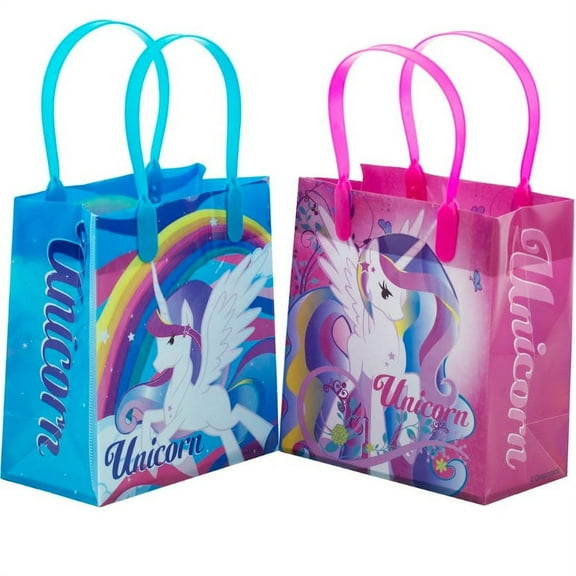12PCS- 6" Rainbow Unicorn Party Favor Goodie Gift Birthday Loot Bags Small
