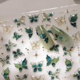 thumbnail image 3 of Pegatinas para uñas mariposa Bloazife 5D en relieve, borde verde y dorado, 3 of 7