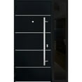 thumbnail image 6 of Front Exterior Prehung Steel Door / Deux 6083 Black Enamel / Side Exterior Window Sidelite / Stainless Inserts Entry Metal Modern Painted W36+16" x H80" Right hand Inswing, 6 of 6