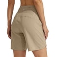 thumbnail image 4 of Women's 7" Athletic Running Long Shorts Workout Hiking Shorts Quick Dry High Waisted Active Zipper Pocket(Khaki,XL）, 4 of 7
