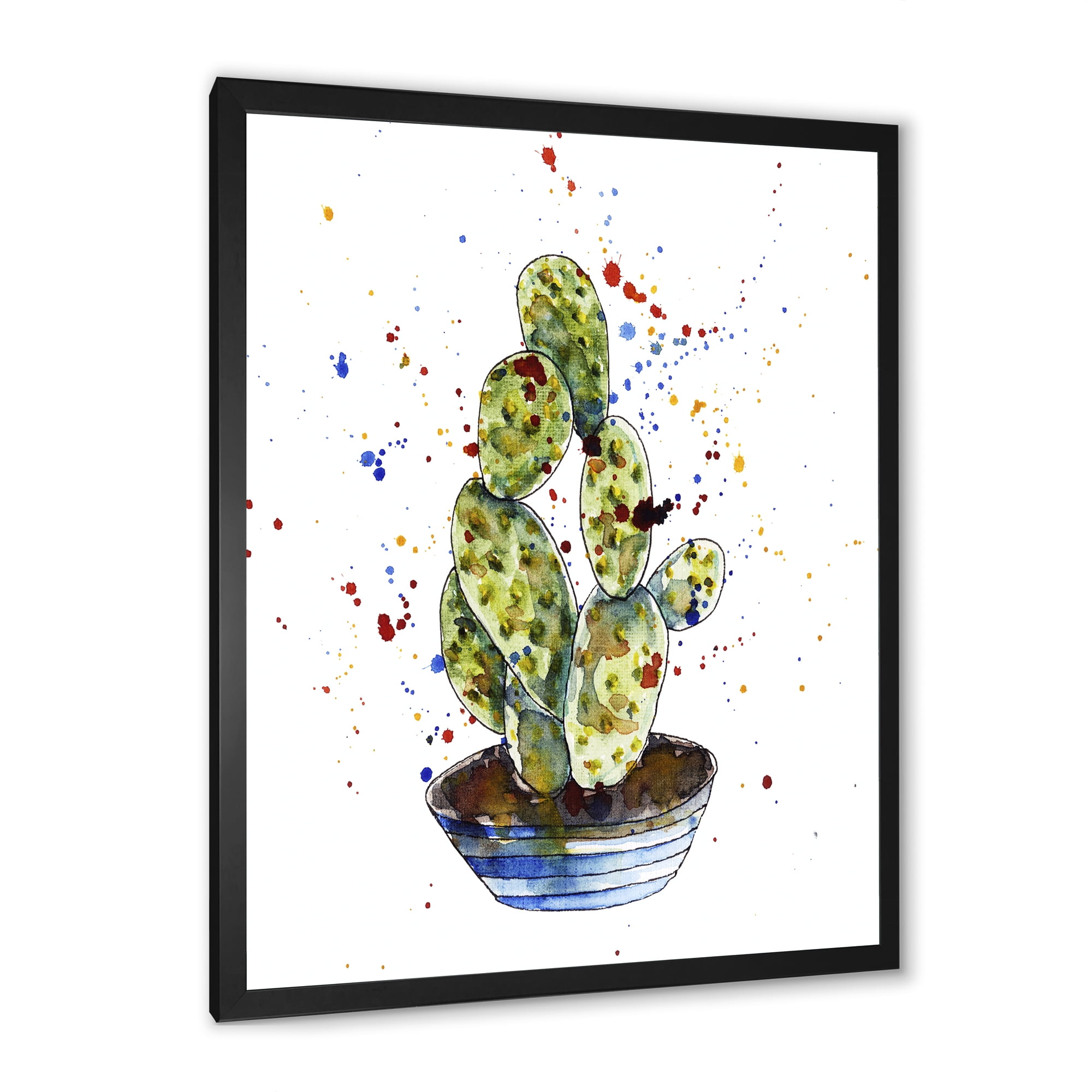 Designart 'Abstract Cactus Houseplant' Traditional Framed Art Print