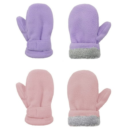 

American Trends Toddler Mittens Unisex Fleece Lined Gloves Baby Winter Warm Mittens for Kids Boys and Girls -2 Pairs Pack L Pink & Light Purple