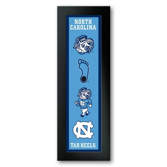 North Carolina Tar Heels Framed 12" x 36" Logo Heritage Art Print