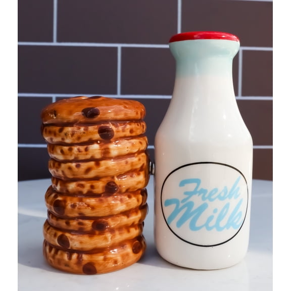 Ebros Breakfast Milk & Chocolate Cookies Magnetic Ceramic Salt Pepper Shakers