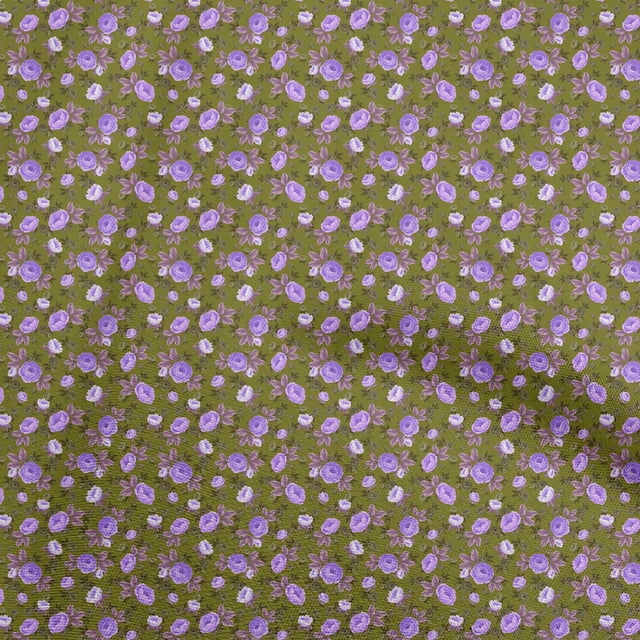 oneOone Rayon Dark Olive Green Fabric Floral Craft Projects Decor Fabric Printed By The Yard 56 Inch Wide