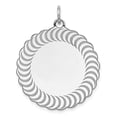 thumbnail image 1 of FB Jewels SS Rh-plt Engraveable Scalloped Patterned Polished Front/Satin Back Charm, 1 of 2