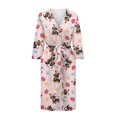 thumbnail image 4 of Yuyamidu Dachshund Robe for Women Easter Egg Long Sleeve Gowns Sleepwear Size M Pink Spa Robes Soft Pajamas Loungewear Lightweight V-Neck Bathrobe with Waist Belt, 4 of 7