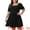 Black, variant on DARING DIVA Plus Size Square Neck Puff Sleeve A-Line Mini Short Dress 1X Black