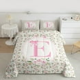 thumbnail image 2 of Castle Fairy Teens Boys Girls Bowknot Personalized Initial E 3-Piece Full Size Comforter Sets,Chic Flower Rose Bedding Comforter Set,Dreamy Princess Lightweight Bedding Sets, 2 of 8
