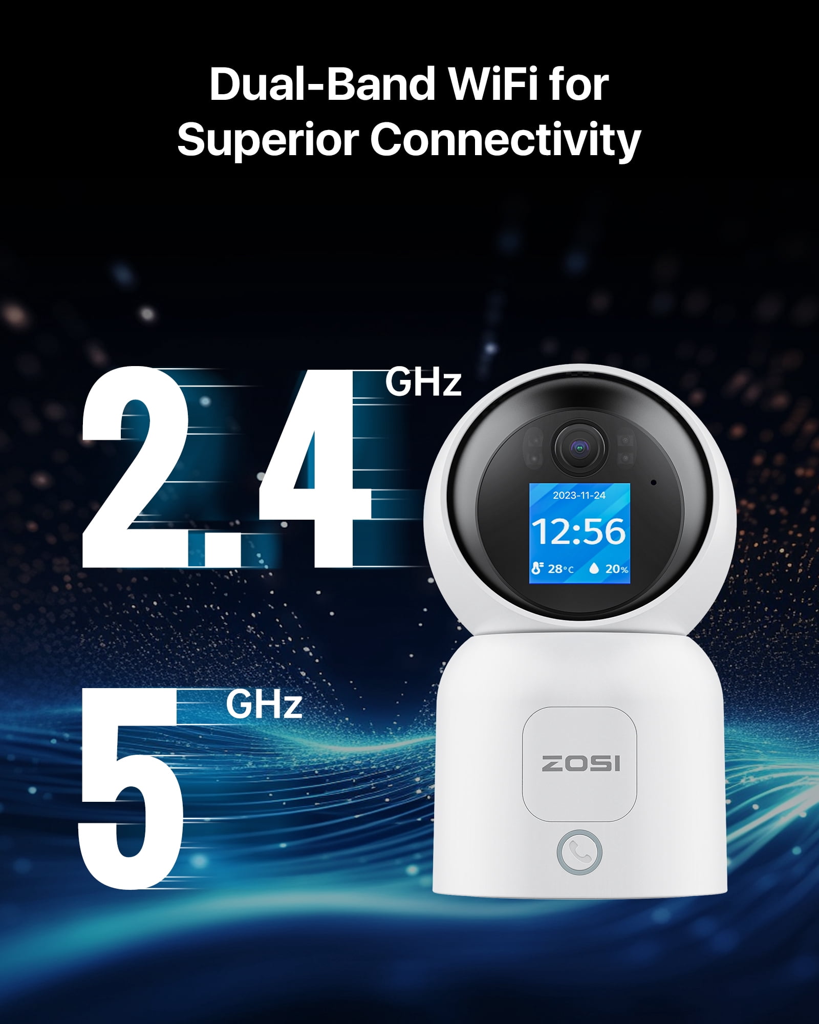WiFi Baby Monitor, ZOSI C519M 4MP Smart Wifi Security Camera with 2 Way Audio, Instant Call; 4Pcs Cam; Gesture Detection; Person Detection