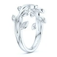 thumbnail image 4 of Sterling Silver Twisted Olive Branch Leaf Simulated Round Brilliant Diamond Promise Ring Wedding Band For Women (9.5), 4 of 6