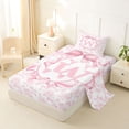 thumbnail image 2 of Feelyou Bowknot W Initial Twin Sheet Sets for Girls Kids, Rose Flower Floral Bedding, Pink White, 3-Piece, 2 of 5