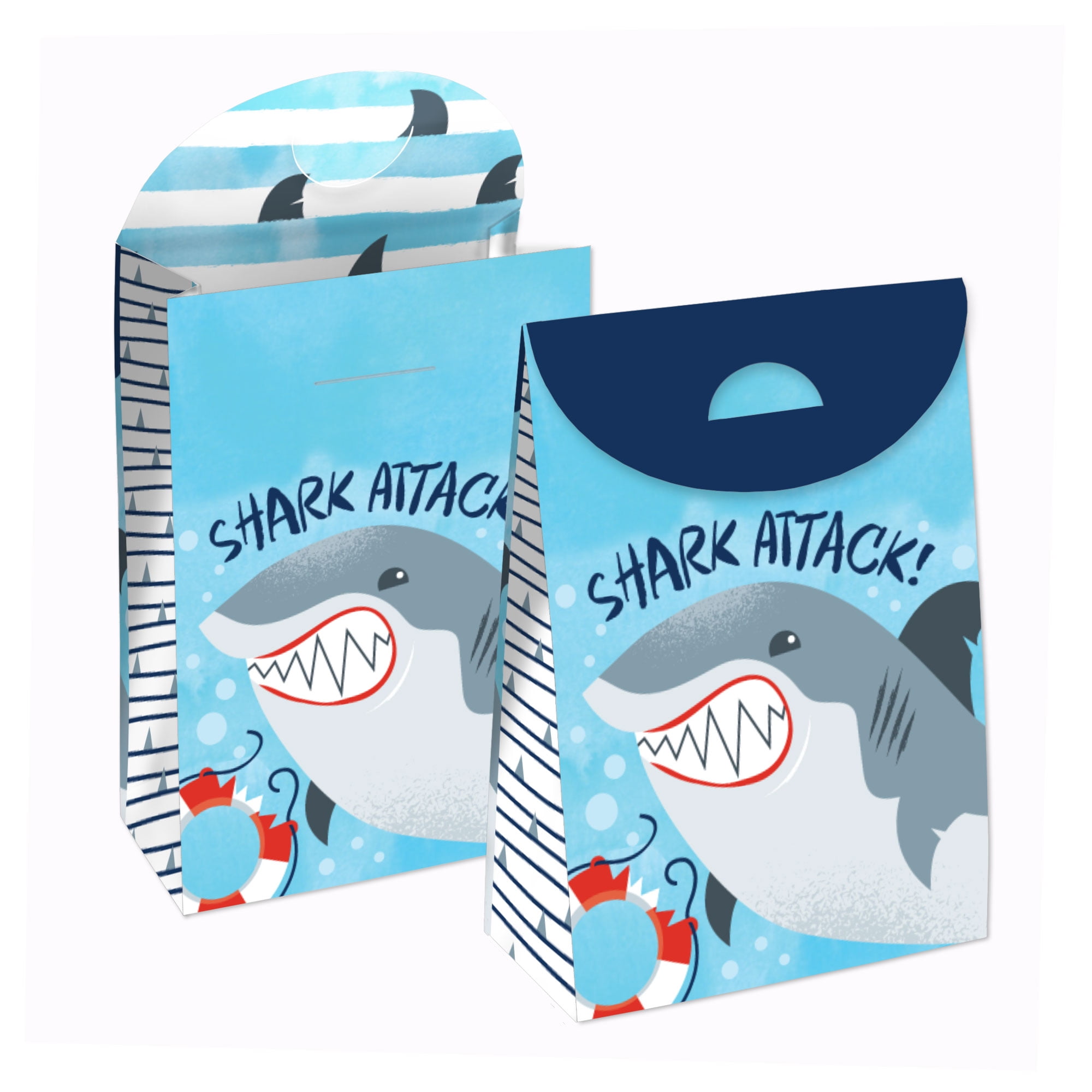 FEPITO 12 Pack Shark Party Favors Bags Shark Drawstring Bags Bulk Goodie Bags 