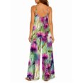 thumbnail image 3 of Women'S Summer Spaghetti Strap Jumpsuits Watercolor Purple Flower Clusters Loose Baggy Fit Wide Leg Rompers Casual Wear, 3 of 7