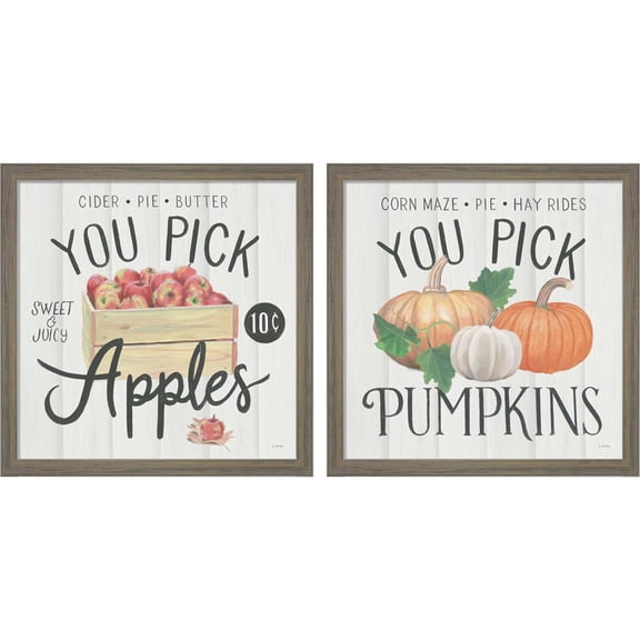 Great Art Now Fall at the Farm C by James Wiens, 2 Piece Framed Art Set Each 13"W x 13"H