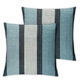 thumbnail image 2 of Awypu Pack of 2 Farmhouse Stripe Check Throw Pillow Covers Set Case Decorative Pillowcases Cushion Cover for Couch Bench Sofa Teal Blue, 2 of 6