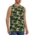 thumbnail image 2 of Haiem Men's Camouflage Dinosaur Print Tank Tops Summer Sleeveless Cut Off Workout T-Shirts Fitness Vest Athletic Undershirts-Large, 2 of 8