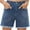 A Dark Blue, variant on DOKOTOO Women's Jean Shorts Casual Summer Denim Shorts with Raw Hem and Large Pockets High Waisted Stretchy Distressed Shorts