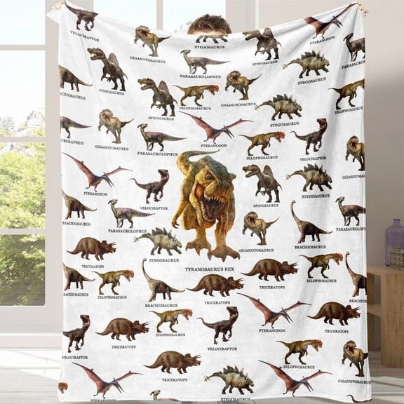 Dinosaur Print Cozy Blanket, 1 Count Soft Comfortable Warm Napping Throw, Sleeping Bedding Supplies for Home Office Travel Decorative Giftable Blankets #TOP PICKS