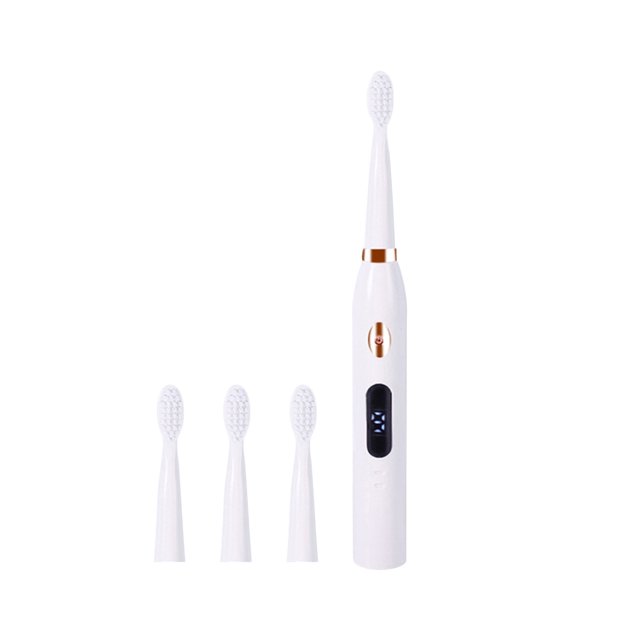 Ohufall LCD Display Smart 9-speed Electric Toothbrush 4 Brush Heads IPX7 Rechargeable Adult Sonic Toothbrush