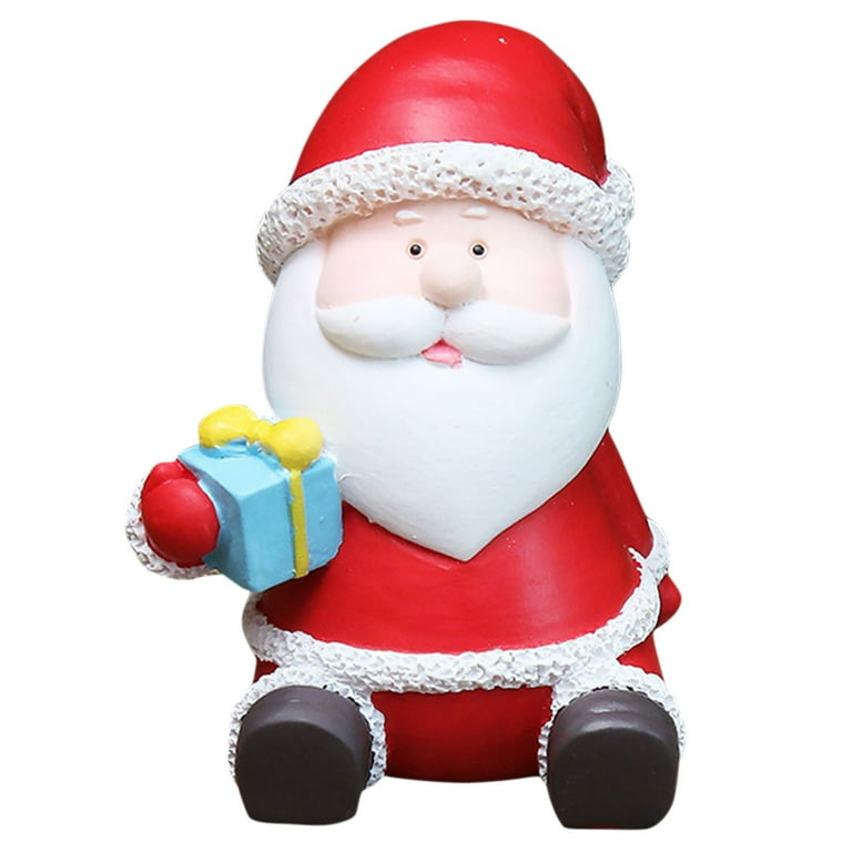 Christmas Decoration Santa Claus Snowman Mini Home Landscape Decoration  Snow Resin Craft Gift Mini Statue Accessories DIY