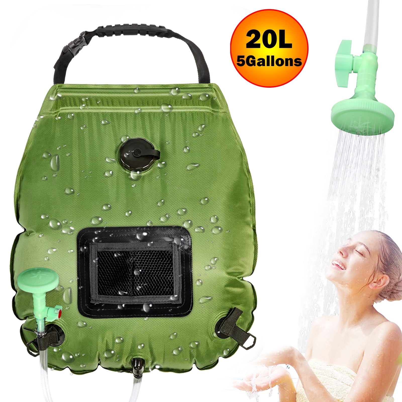 Portable Outdoor Solar Shower Bag, 5 gallons 20L Solar Heating Camping  Shower Bag with Temperature 113F, Removable Hose and On-Off Switchable  Shower Head for Camping Traveling Hiking - Walmart.com