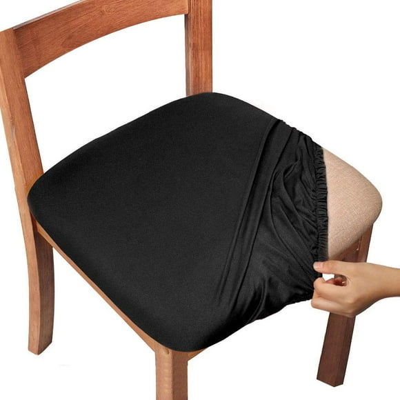 Gute Housses de Siège de Chaise, Housses de Siège de Salle à Manger avec Attaches, Housses de Chaise Extensibles Solides Protectrices pour Chaises de Cuisine (6 Pcs, Noir)