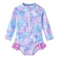 thumbnail image 4 of Shadoumai Girls Gradient Floral Print Long Sleeve Swimsuit Beachwear For Summer Sun And Comfort, 4 of 5