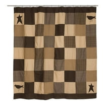 VHC Brands Kettle Grove Country Patchwork Shower Curtain, Black and Creme