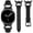 Black/Black, variant on Wearlizer Leather Band Compatible with Samsung Galaxy Watch 9/8 40mm 44mm & Watch 8 Classic 46mm, Slim Dressy Leather Strap for Women with C-Shape Metal Buckle, No Gap One-Click Band