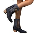 thumbnail image 7 of UngA Womens Fashion Boots Cowboy Cowgirl Boots for Women: Western Country High Heel Boots Suede Zipper Mid Calf Booties Black,7.5, 7 of 7