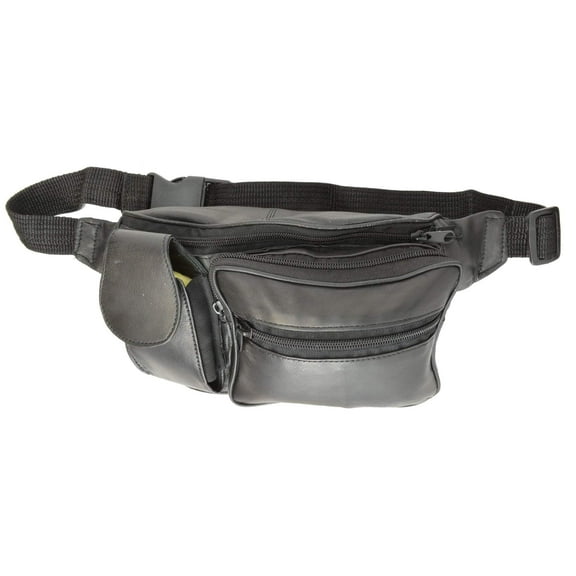 Unisex Design Genuine Soft Leather Travel Fanny Pack with Cellphone Pouch 305 (C)