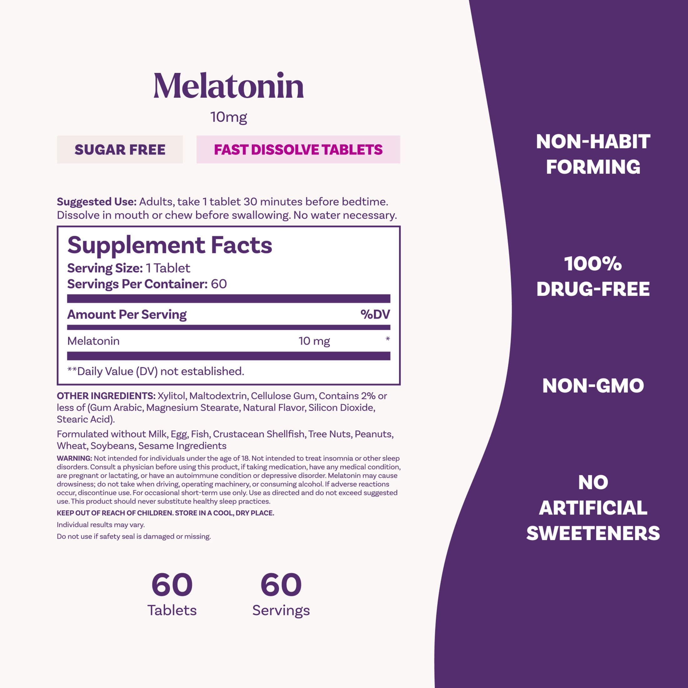(3 pack) Natrol Melatonin 10 mg Fast Dissolve Tablets, Sugar-Free Peppermint, 60 Ct