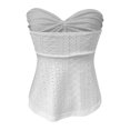 thumbnail image 6 of Bovemsi Women's Tanks & Camis Tie Front Ruched Tube Top Strapless Flared Peplum Bandeau Tops White Camisole, 6 of 6